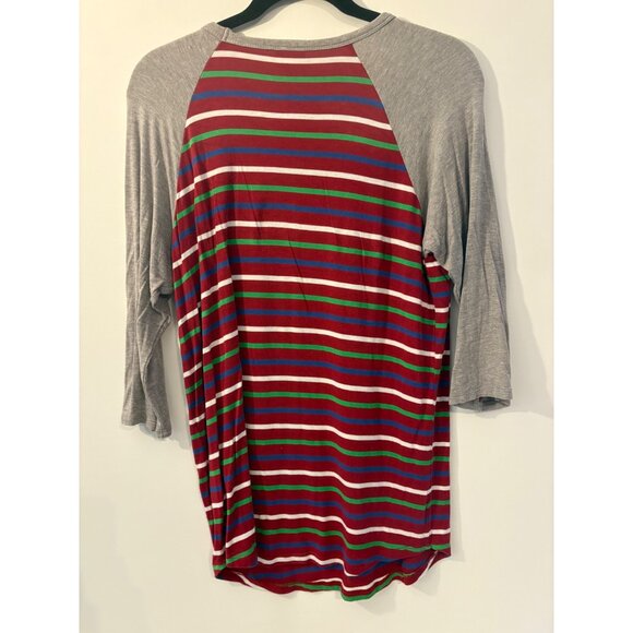 LuLaRoe Randy Baseball Tee Size Medium 3:4 Sleeves Striped Raglan-Style Spandex - Picture 4 of 6